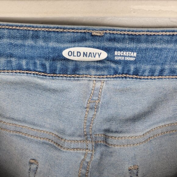 Old Navy Women's Size 10 Tall Jeans Rockstar Super Skinny Raw Hem Embroidered - Picture 6 of 7